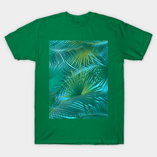 Tropical Palm Tree Green Leaves Branches on blue sky Aloha T-Shirt